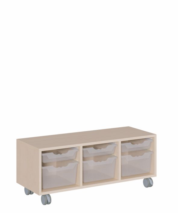 K Regal 105 x 42,5 cm, fahrbar, 6 ErgoTray Boxen M/L
